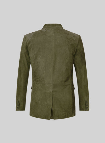 Woodland Green Suede Double Breasted Blazer