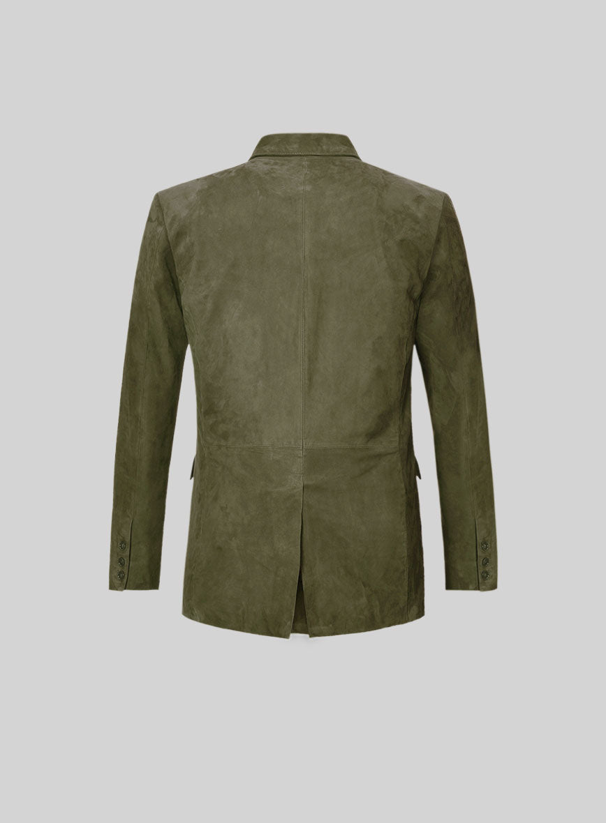Woodland Green Suede Double Breasted Blazer
