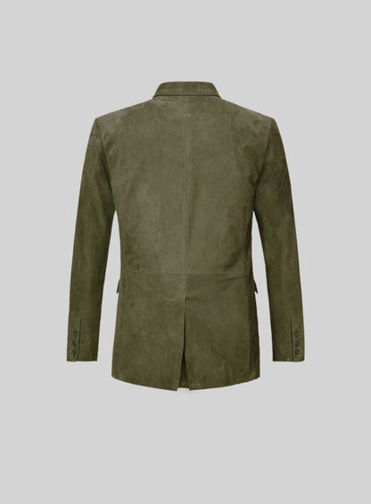 Woodland Green Suede Double Breasted Blazer