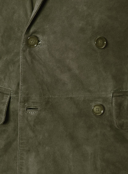 Woodland Green Suede Double Breasted Blazer