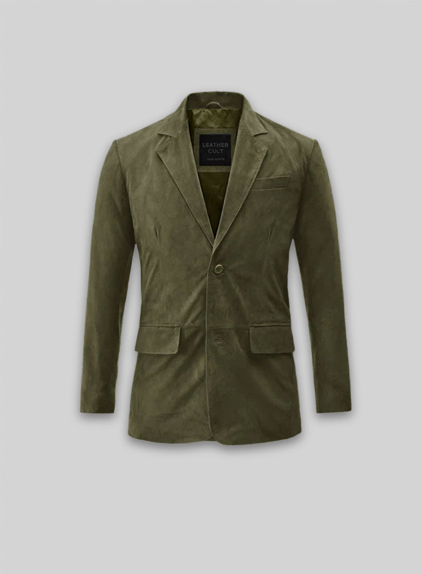 Woodland Green Suede Leather Blazer