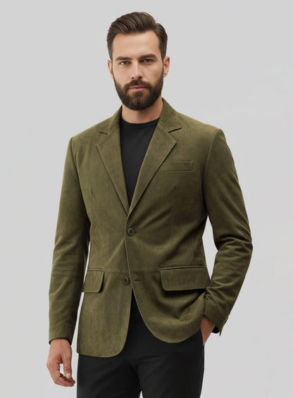 Woodland Green Suede Leather Blazer