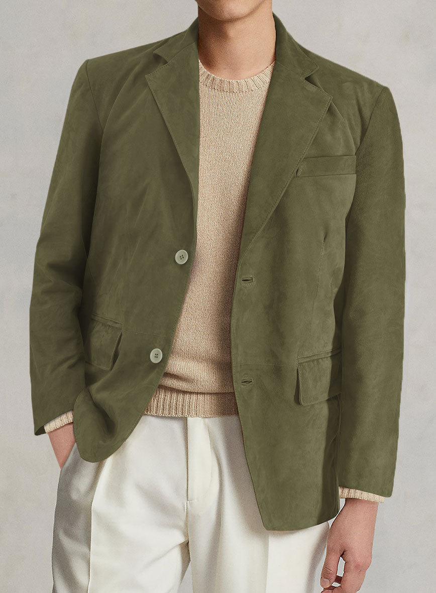 Woodland Green Suede Leather Blazer