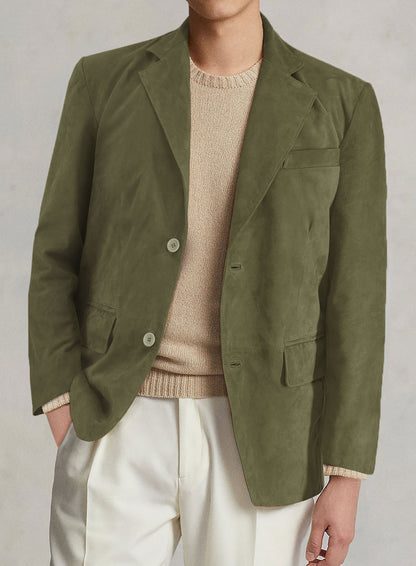 Woodland Green Suede Leather Blazer