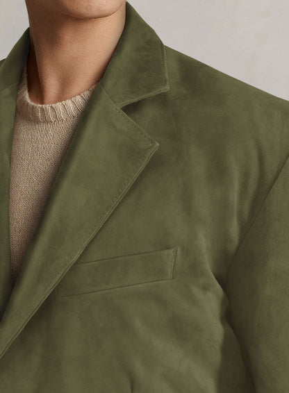 Woodland Green Suede Leather Blazer