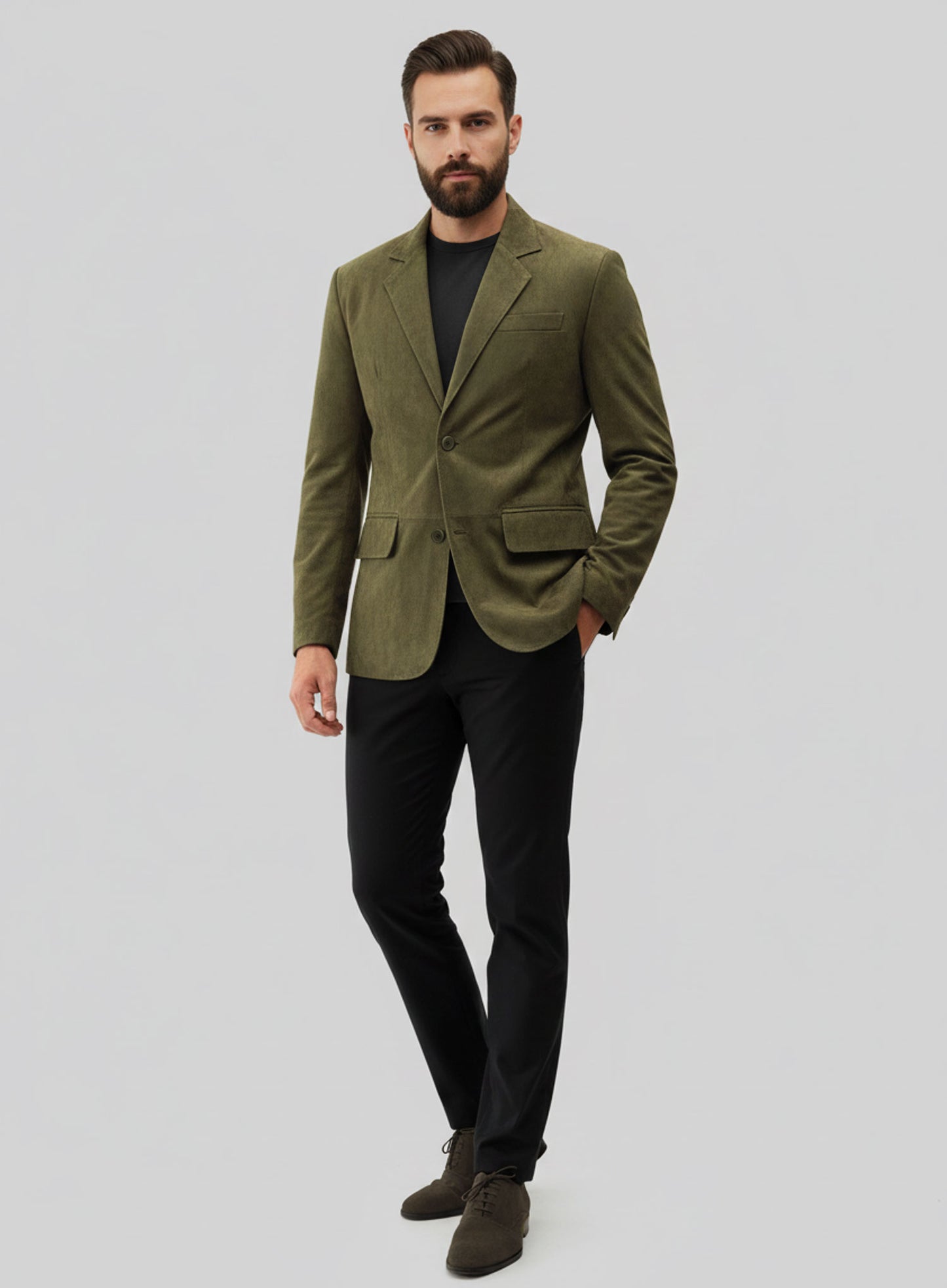 Woodland Green Suede Leather Blazer