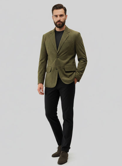 Woodland Green Suede Leather Blazer