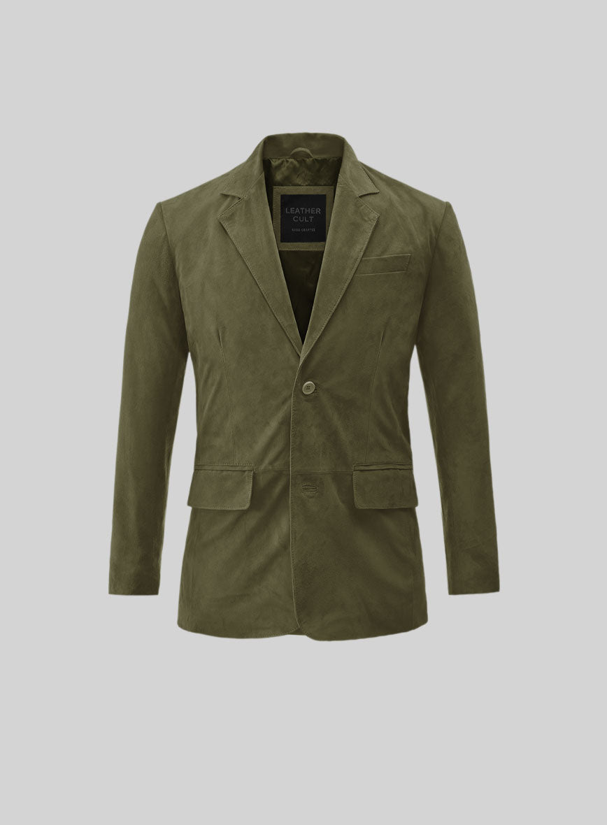 Woodland Green Suede Leather Blazer