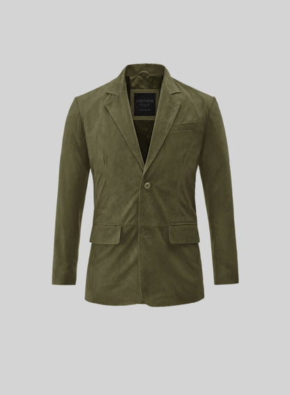 Woodland Green Suede Leather Blazer