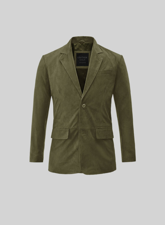 Woodland Green Suede Leather Blazer