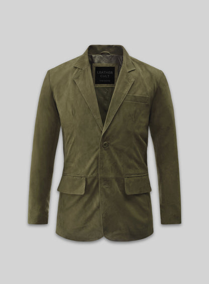 Woodland Green Suede Leather Blazer