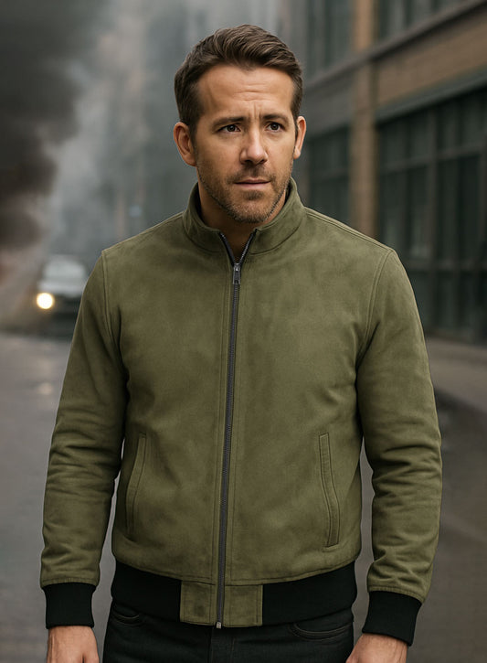 Woodland Green Suede Ryan Reynolds Leather Jacket