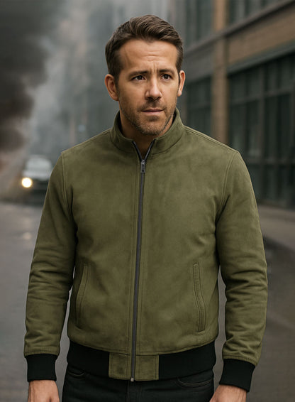 Woodland Green Suede Ryan Reynolds Leather Jacket