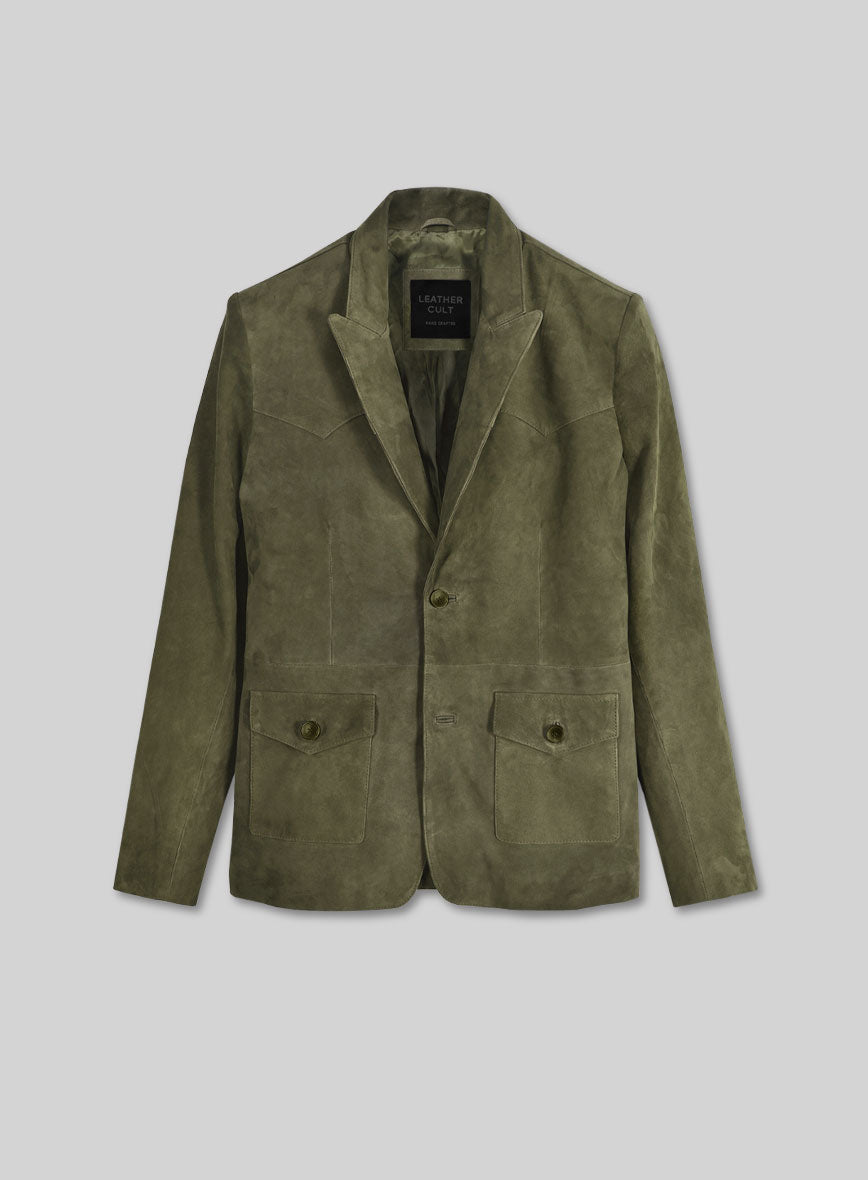 Woodland Green Suede Western Leather Blazer