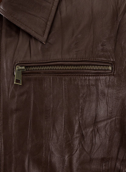 Wrinkled Brown Bruce Willis Surrogates Leather Jacket