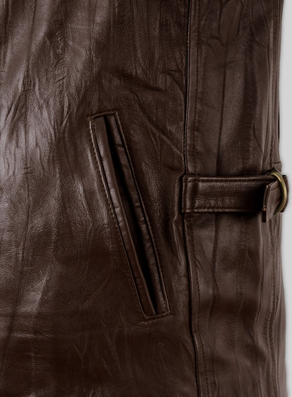 Wrinkled Brown Bruce Willis Surrogates Leather Jacket