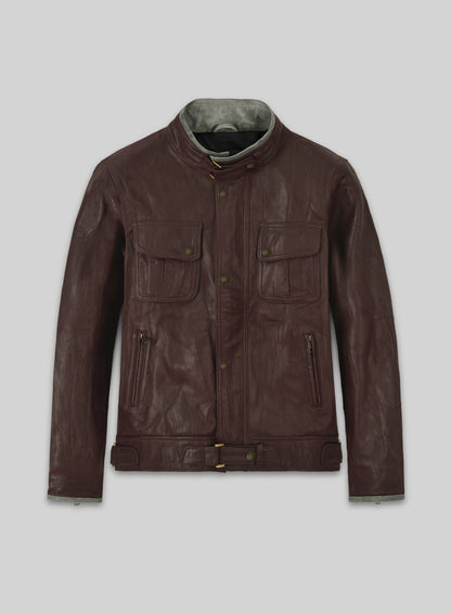 Wrinkled Brown Gerard Butler Leather Jacket #1