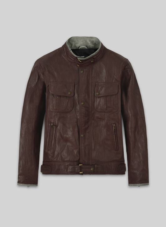 Wrinkled Brown Gerard Butler Leather Jacket #1