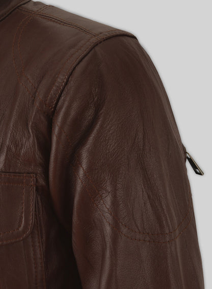 Wrinkled Brown Gerard Butler Leather Jacket #1