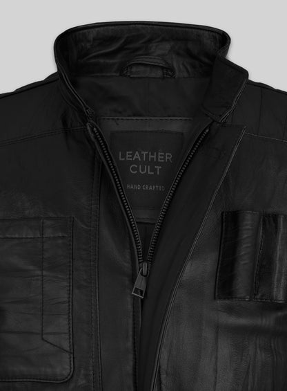 Wrinkled Black Harrison Ford Star Wars Leather Jacket
