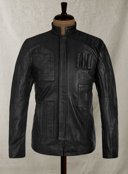 Wrinkled Black Harrison Ford Star Wars Leather Jacket - LeatherCult