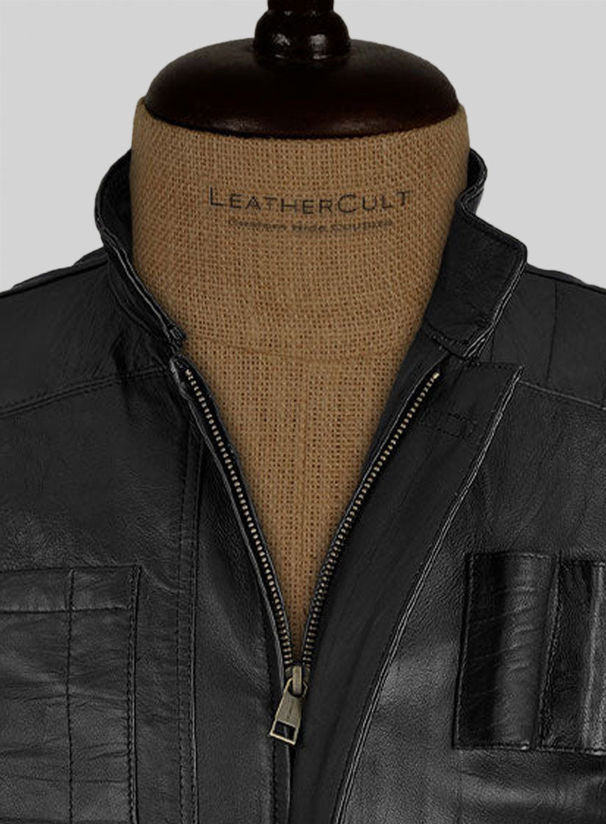 Wrinkled Black Harrison Ford Star Wars Leather Jacket