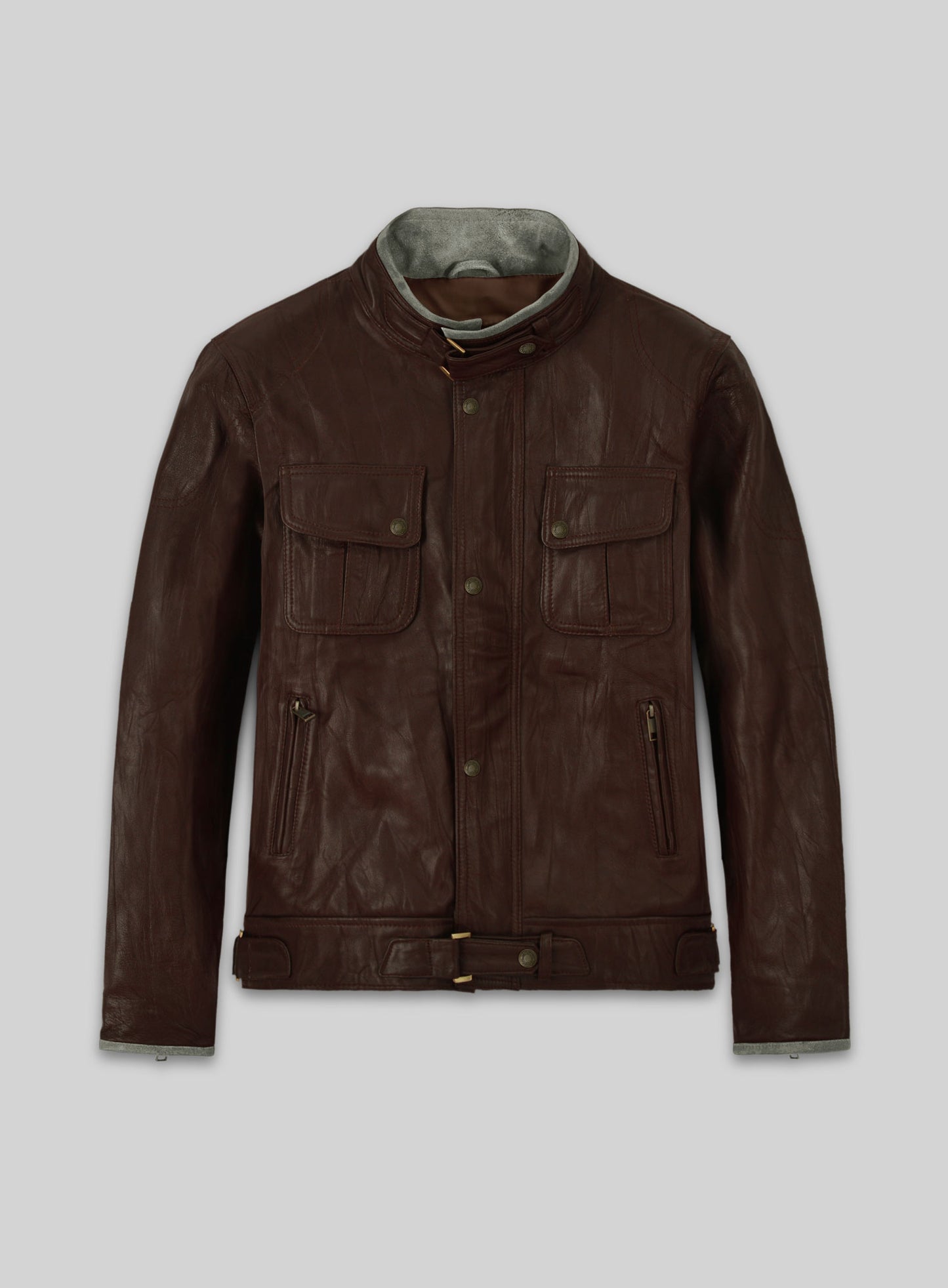 Wrinkled Brown Gerard Butler Leather Jacket #1