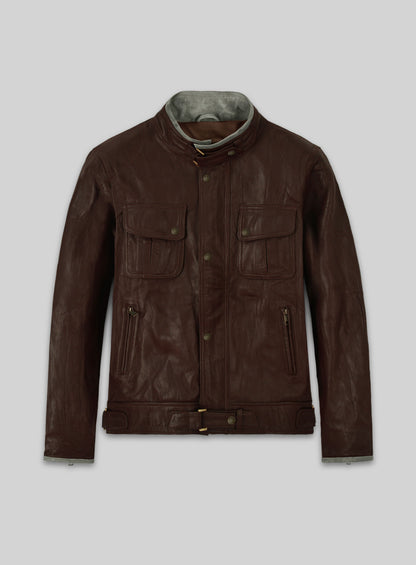 Wrinkled Brown Gerard Butler Leather Jacket #1