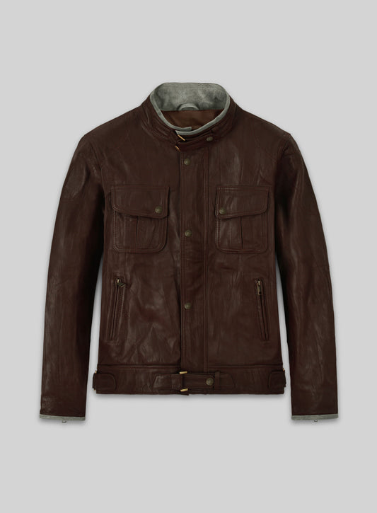 Wrinkled Brown Gerard Butler Leather Jacket #1