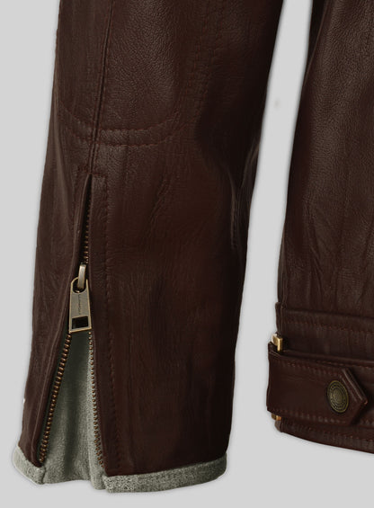 Wrinkled Brown Gerard Butler Leather Jacket #1