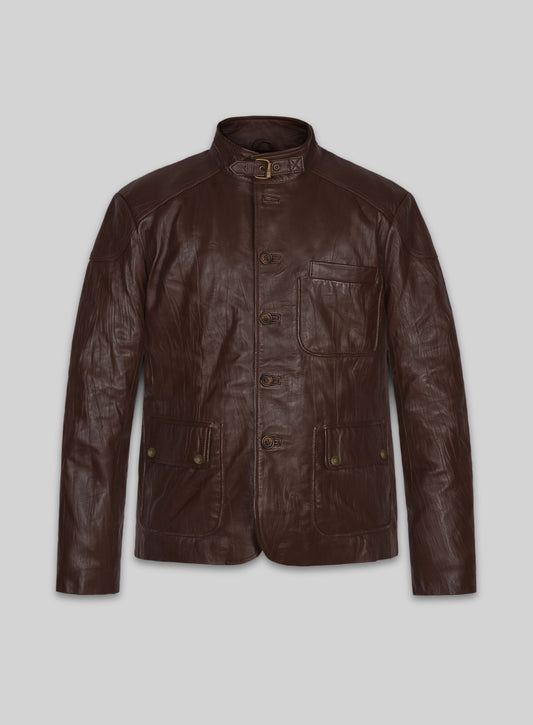 Wrinkled Brown Hugh Jackman Real Steel Leather Jacket