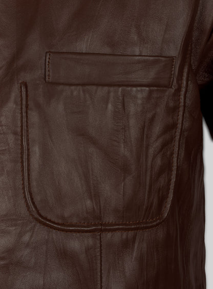 Wrinkled Brown Hugh Jackman Real Steel Leather Jacket