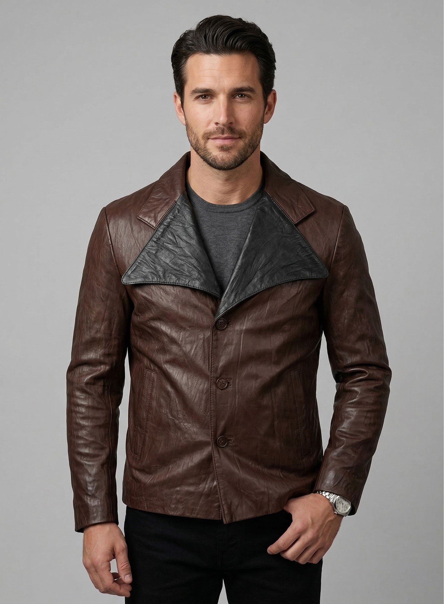Wrinkled Brown Jim Morrison Leather Jacket – LeatherCult
