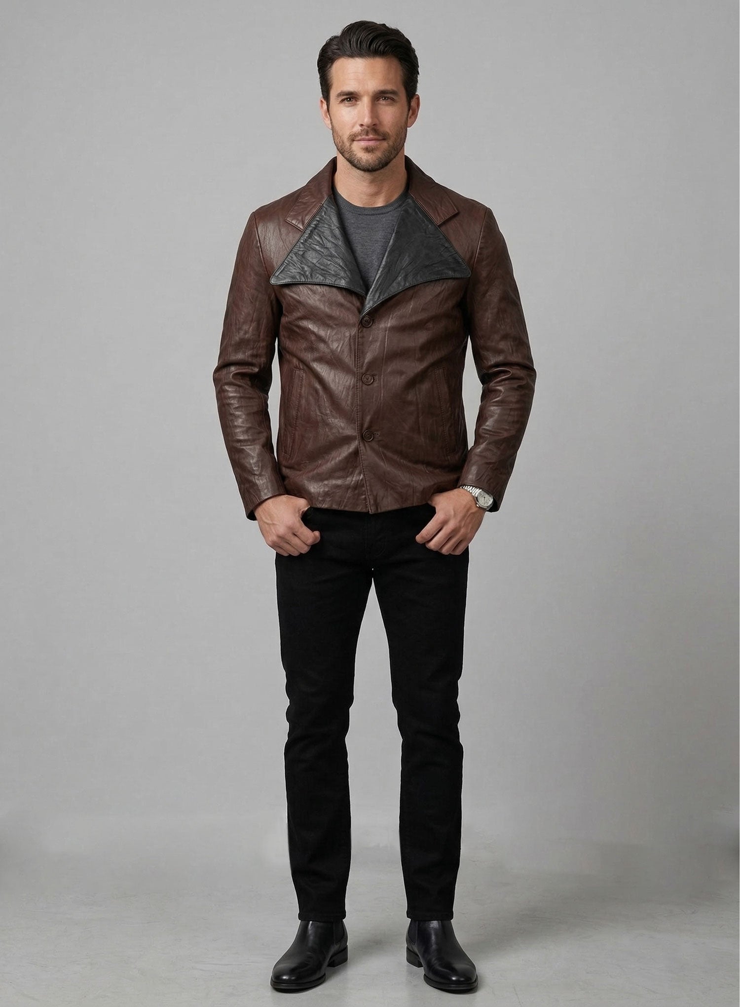 Wrinkled Brown Jim Morrison Leather Jacket – LeatherCult