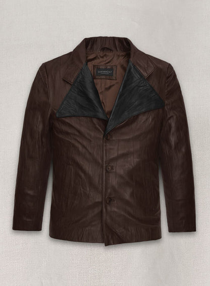 Wrinkled Brown Jim Morrison Leather Jacket - LeatherCult
