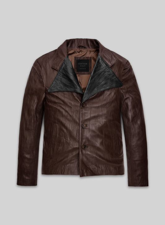Wrinkled Brown Jim Morrison Leather Jacket