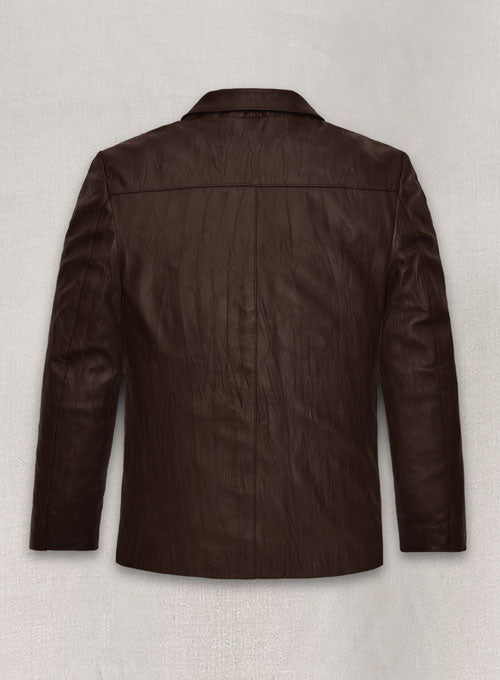 Wrinkled Brown Jim Morrison Leather Jacket - LeatherCult