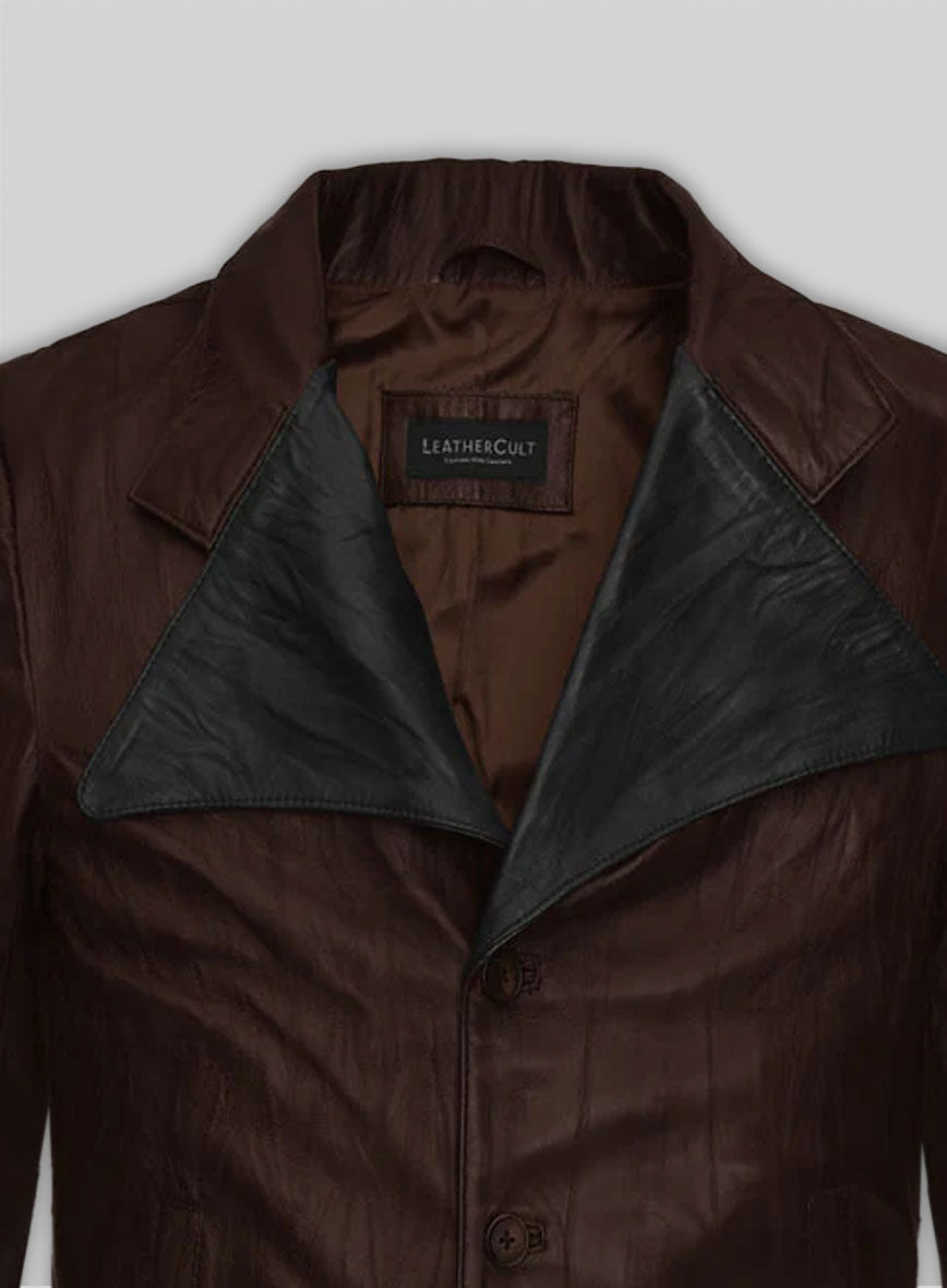 Wrinkled Brown Jim Morrison Leather Jacket