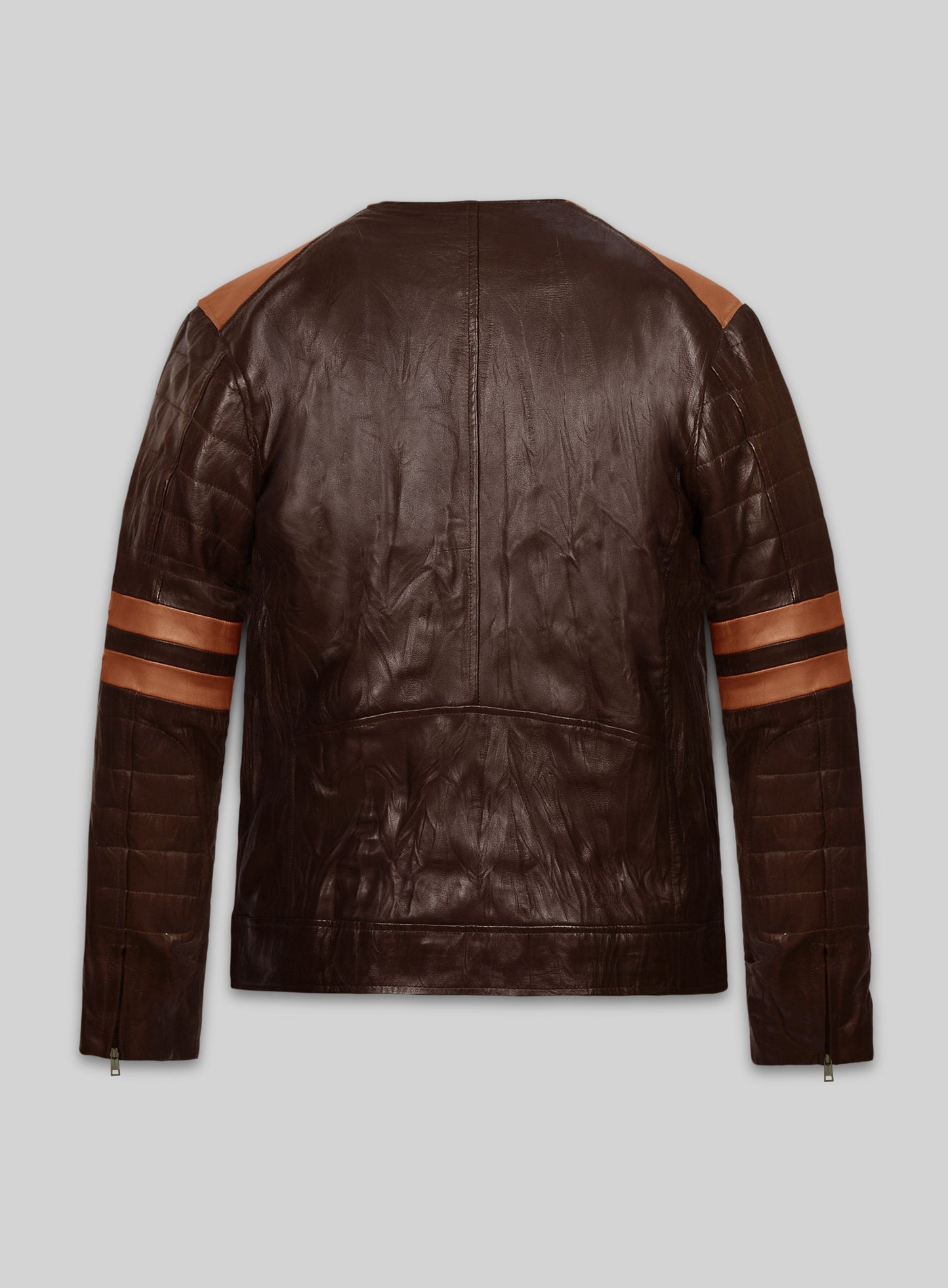Wrinkled Brown Leather Fighter T-Shirt Jacket