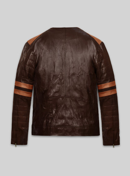 Wrinkled Brown Leather Fighter T-Shirt Jacket