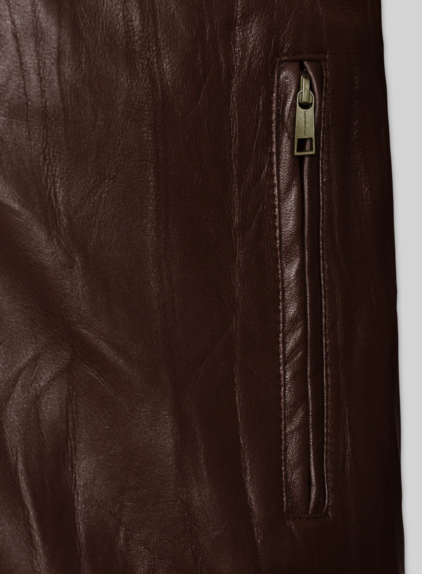 Wrinkled Brown Leather Fighter T-Shirt Jacket