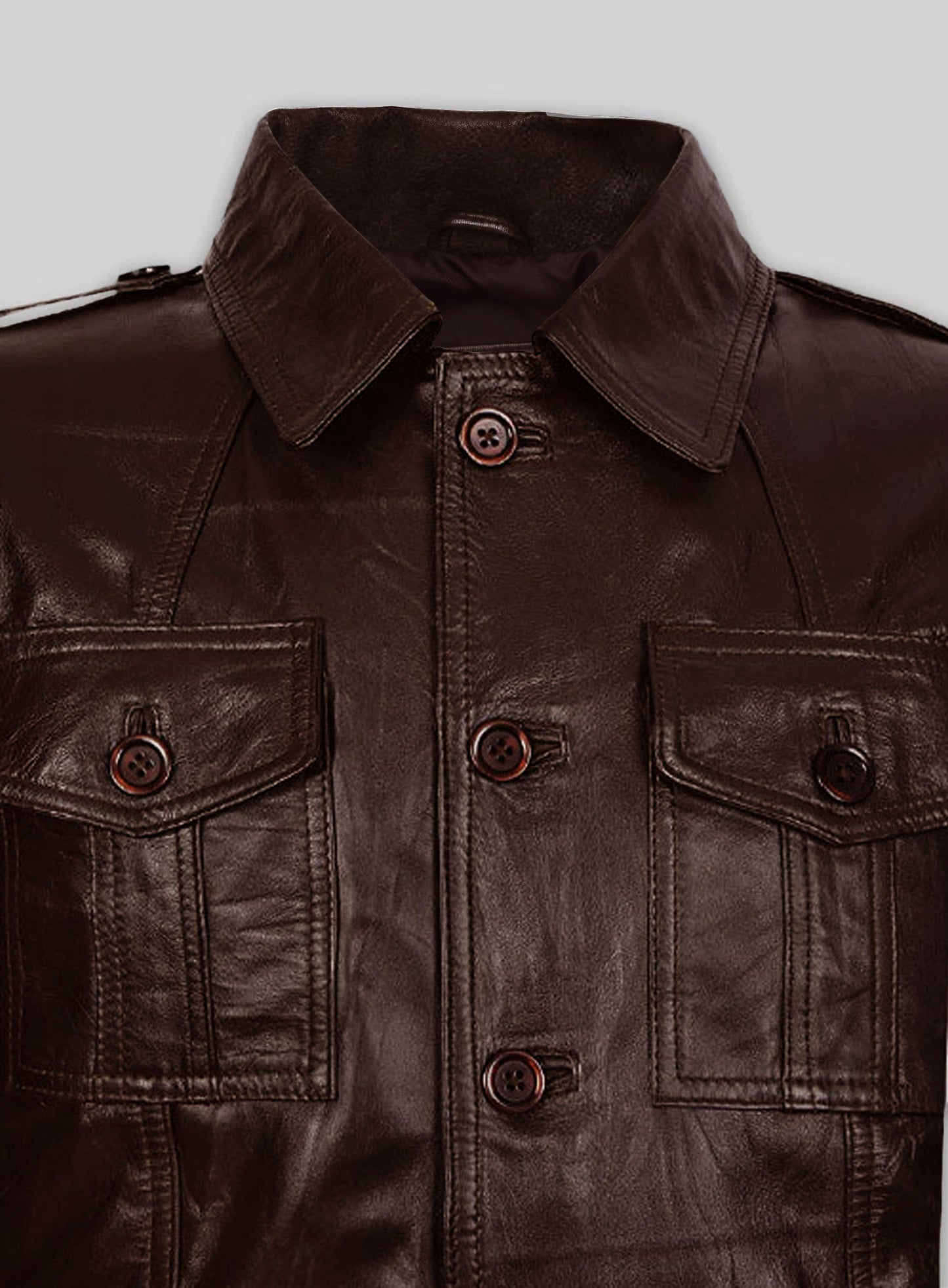 Wrinkled Brown Leather Jacket #122