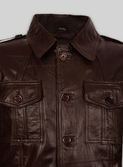 Wrinkled Brown Leather Jacket #122