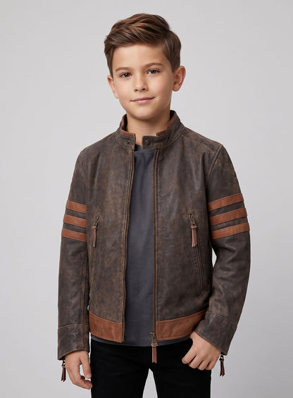 X - Men Origins Wolverine Kids Leather Jacket