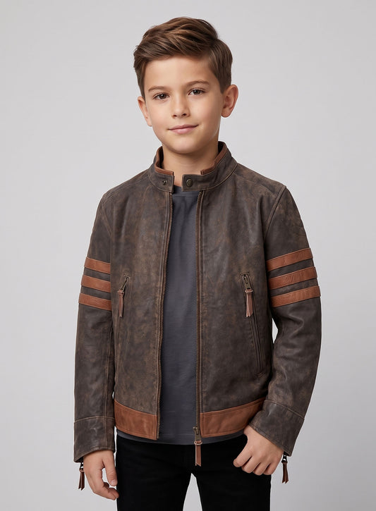 X - Men Origins Wolverine Kids Leather Jacket