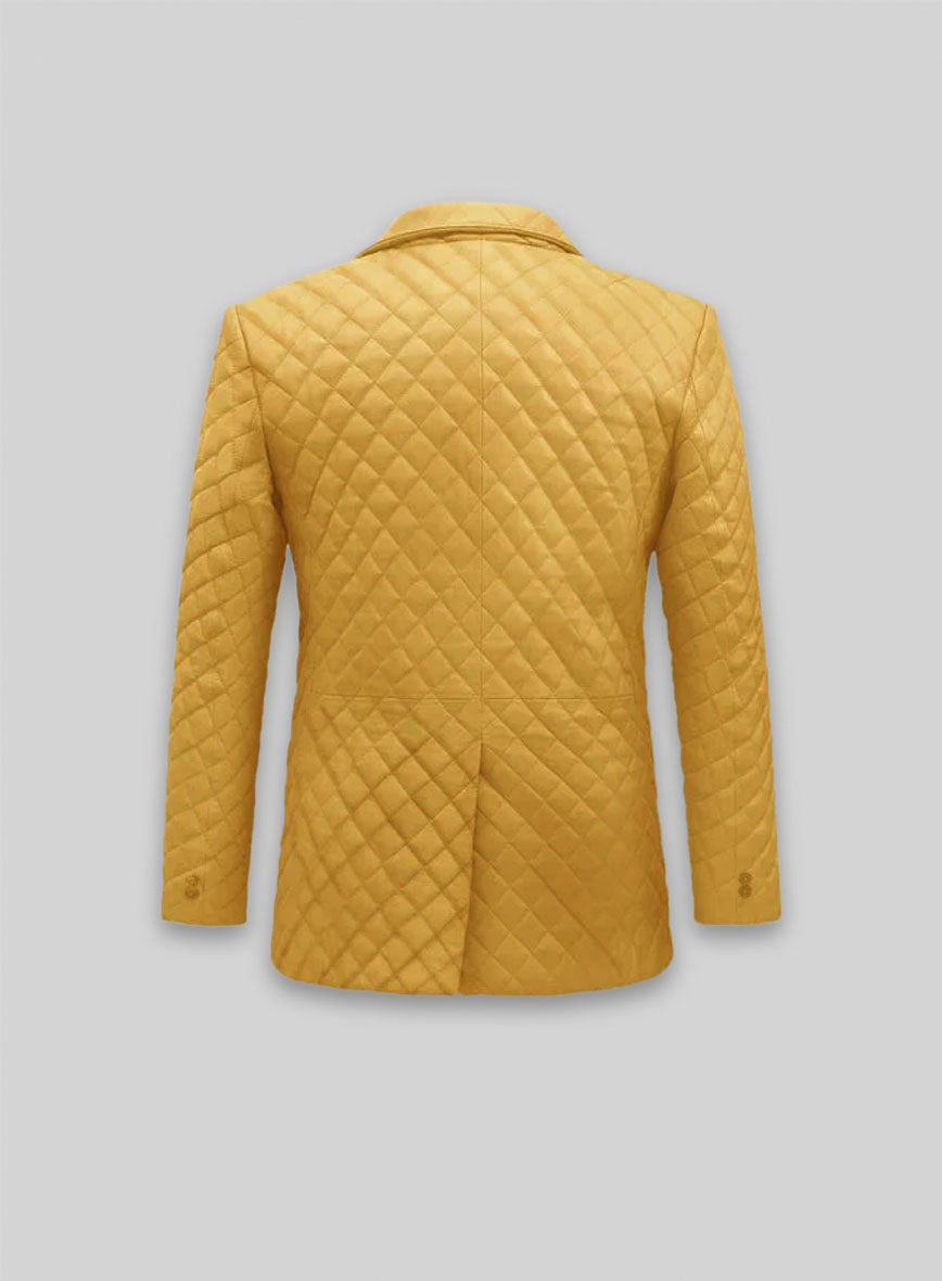 Yellow Bocelli Quilted Leather Blazer