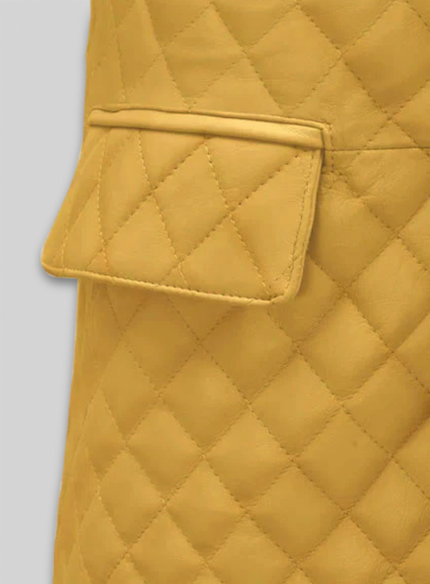 Yellow Bocelli Quilted Leather Blazer