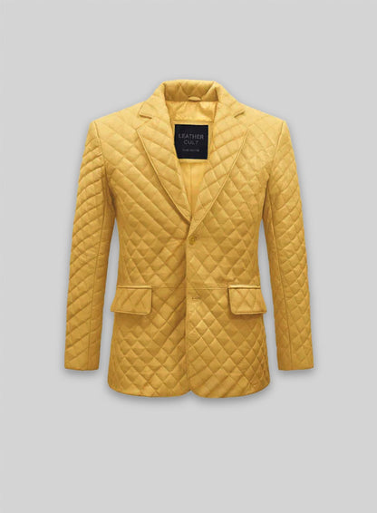 Yellow Bocelli Quilted Leather Blazer