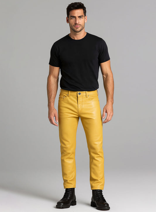 Yellow Leather Jeans