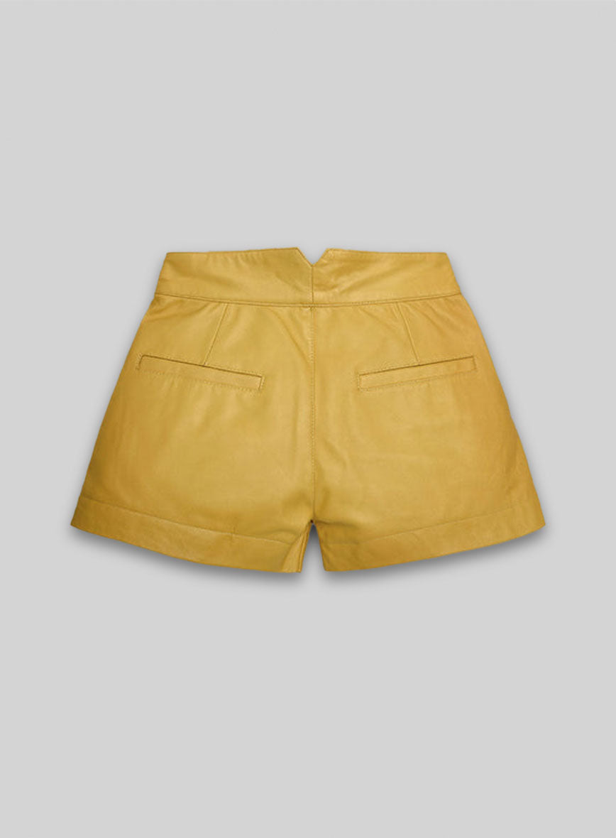 Yellow Leather Cargo Shorts Style # 360